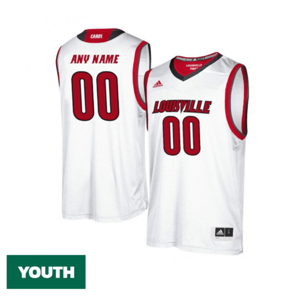 Youth's Customized Louisville Cardinals White Jersey - Replica