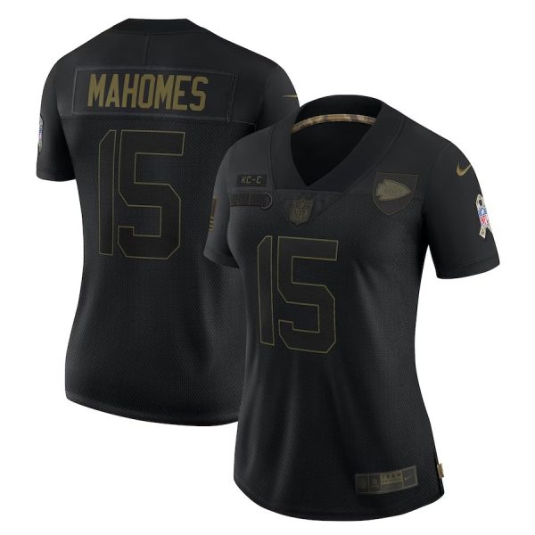 Woman's Patrick Mahomes Black Kansas City Chiefs 2020 Salute To Service Limited Jersey - Replica