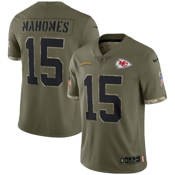 Men's Patrick Mahomes Olive Kansas City Chiefs 2021 Salute To Service Limited Player Jersey - Replica