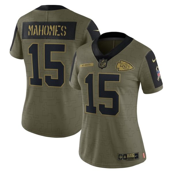 Womanâ€™s Patrick Mahomes Kansas City Chiefs 2021 Salute To Service Limited Player Jersey â€“ Olive - Replica