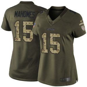 Custom Chiefs Jersey for Women Chiefs #15 Patrick Mahomes Green Stitched Football Limited 2015 Salute to Service Jersey