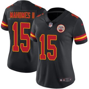 Custom Chiefs Jersey for Women Kansas City Chiefs #15 Patrick Mahomes II Black Stitched NFL Limited Rush Jersey