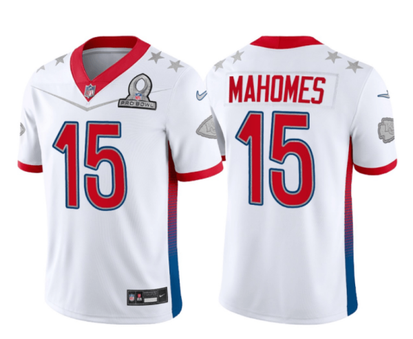 Custom Chiefs Jersey for Men Kansas City Chiefs #15 Patrick Mahomes White 2022 Pro Bowl Vapor Untouchable Stitched Limited Jersey