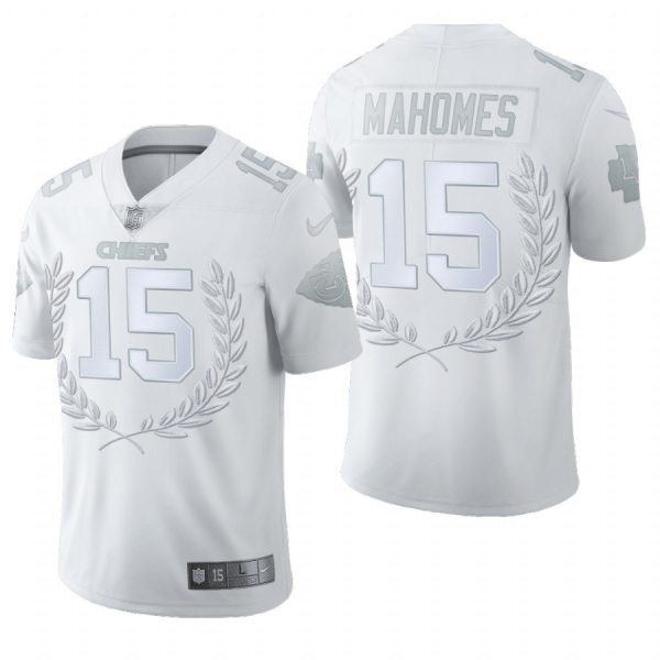 Custom Chiefs Jersey for Men Kansas City Chiefs 15 Patrick Mahomes White Commemorative Edition Vapor Untouchable Limited Jersey