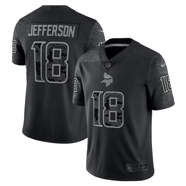 Youth's Justin Jefferson Black Minnesota Vikings RFLCTV Limited Jersey - Replica