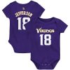 Infant Justin Jefferson Purple Minnesota Vikings Mainliner Player Name & Number Bodysuit - Replica