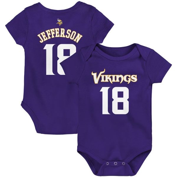 Infant Justin Jefferson Purple Minnesota Vikings Mainliner Player Name & Number Bodysuit - Replica