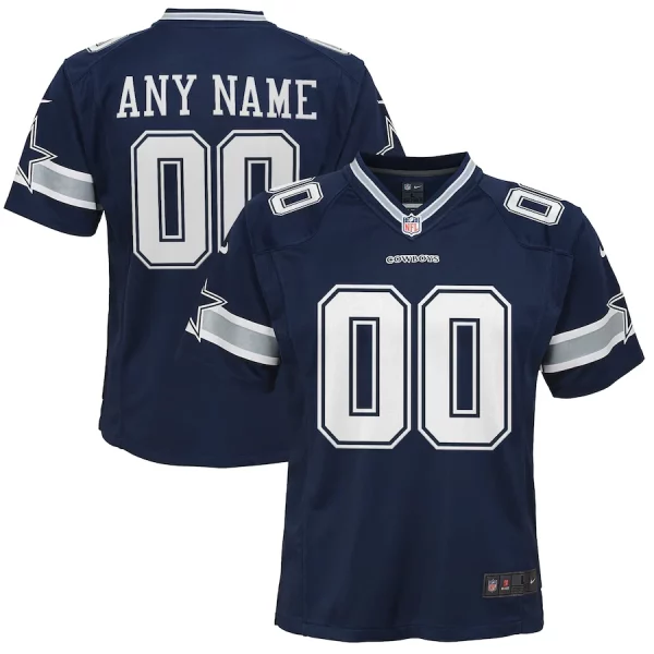 Youth Navy Dallas Cowboys Custom Game Jersey - Replica