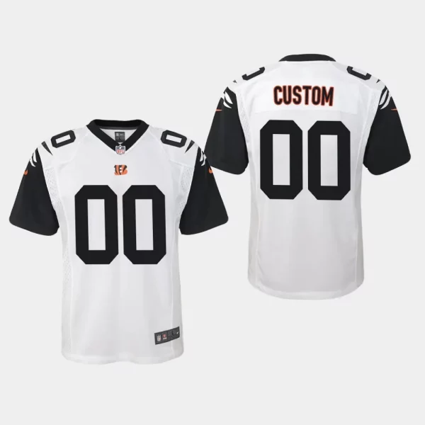 Custom Cincinnati Bengals Youth Game Alternate Jersey - White - Replica