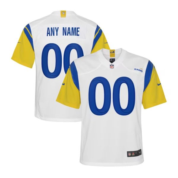 Youth White Los Angeles Rams Alternate Custom Game Jersey - Replica