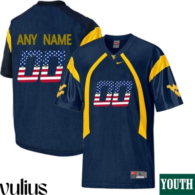 Wvu Football Jersey Custom, Navy Blue Youth's, College Football Limited Jersey - Replica