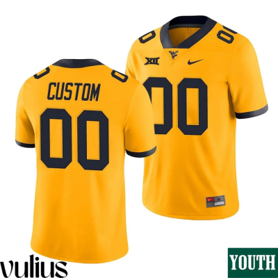 Wvu Football Jersey Custom, Gold Youth's, Throwback Alternate Game Jersey - Replica