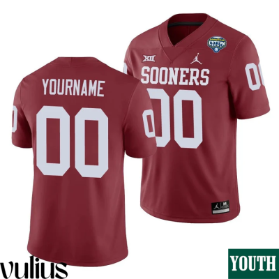 Oklahoma Sooners Custom Jersey, Red Youth's, Crimson 2020 Cotton Bowl Game Jersey - Replica