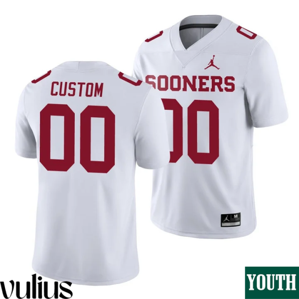 Oklahoma Sooners Custom Jersey, White Youth's, Game Football Jersey - Replica