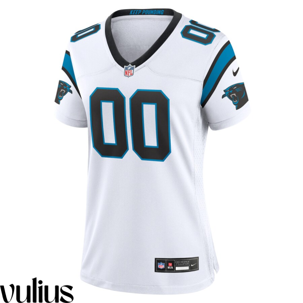 Custom Panthers Jersey, White Woman's, Road Custom Game Jersey - Replica