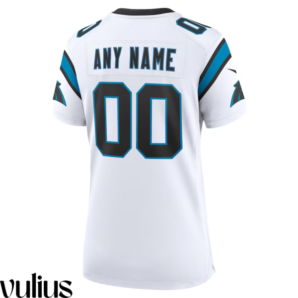 Custom Panthers Jersey, White Woman's, Road Custom Game Jersey - Replica