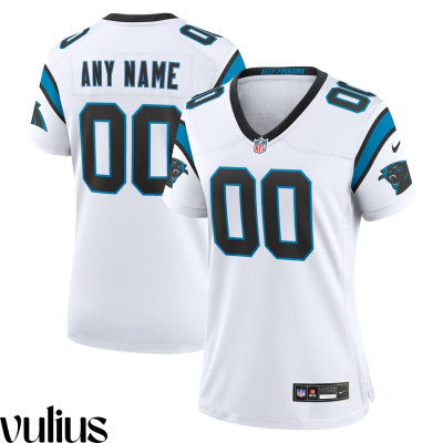 Custom Panthers Jersey, White Woman's, Road Custom Game Jersey - Replica