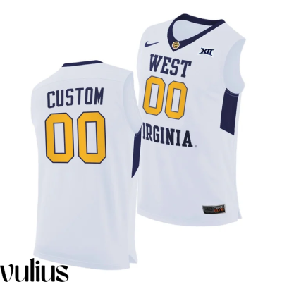 Wvu Football Jersey Custom, White Men's, White 2020-21 Home Jersey - Replica