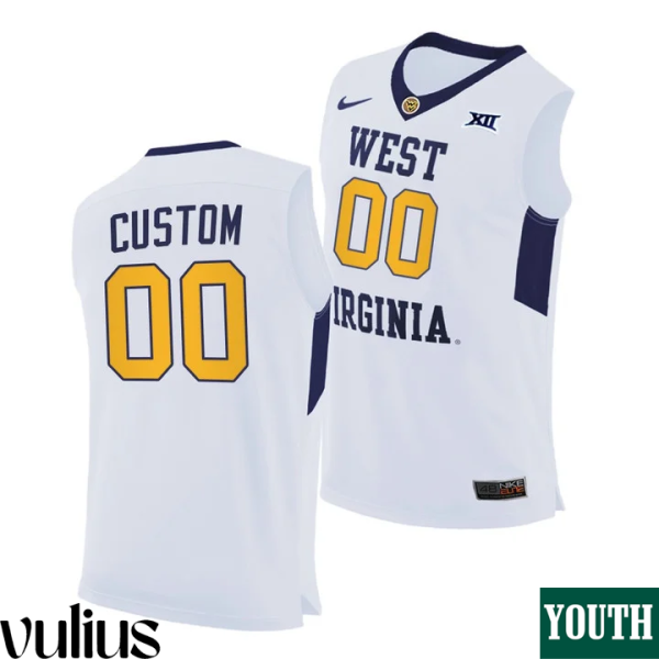 Wvu Football Jersey Custom, White Youth's, White 2020-21 Home Jersey - Replica