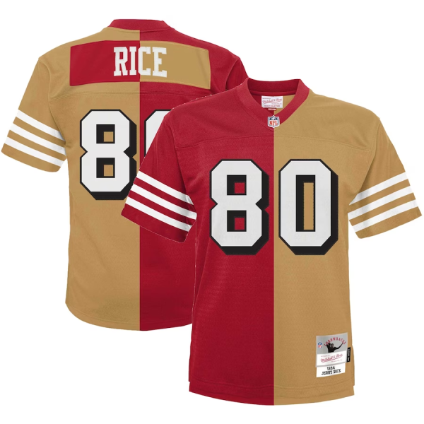 Jerry Rice Jersey, Scarlet/Gold Youth's, 1994 Split Legacy Replica Jersey