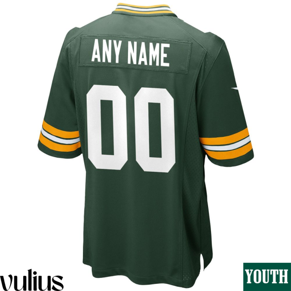 Packers Custom Jersey, Green Youth's, Home Game Custom Jersey -