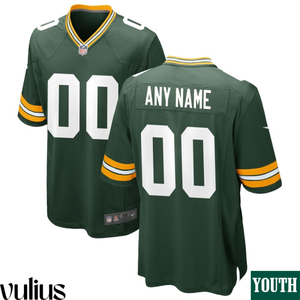 Packers Custom Jersey, Green Youth's, Home Game Custom Jersey -