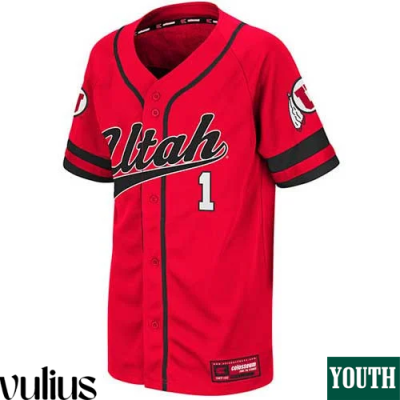 Custom Utah Utes Jersey, Red Youth's, Custom Baseball Jersey - Replica