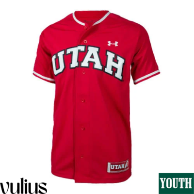 Custom Utah Utes Jersey, Red Youth's, Baseball Custom Jersey - Replica