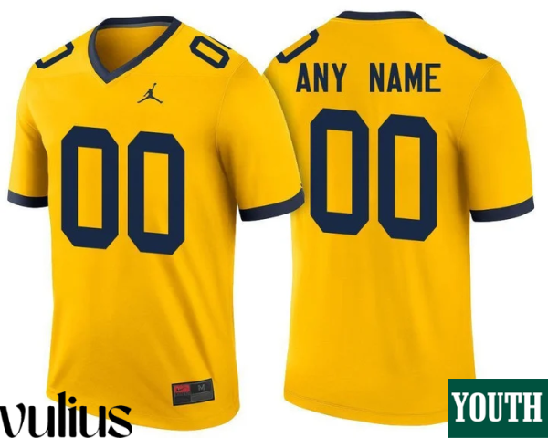 Custom Michigan Jerseys, Yellow Youth's, College Football Jersey - Replica