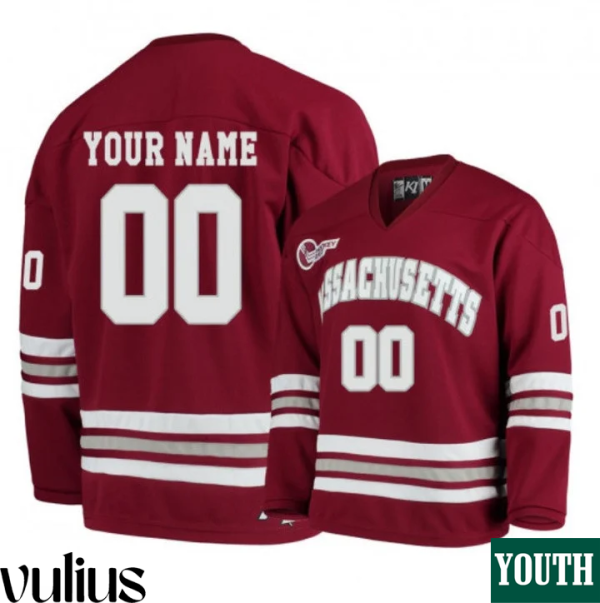 Umass Football Uniforms, Red Youth's, Custom Hockey Jersey - Replica