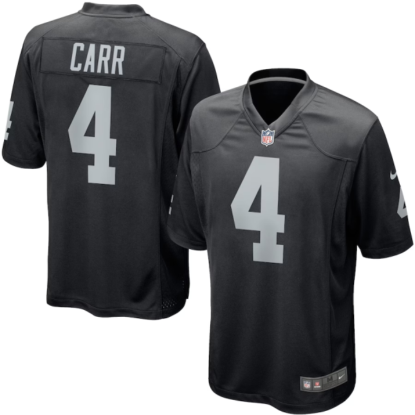 Derek Carr Jersey, Black Men's, Game Player Jersey - Replica