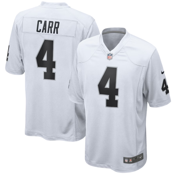 Derek Carr Jersey, White Men's, Game Player Jersey - Replica