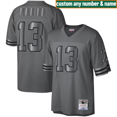 Dolphins Custom Jersey, Charcoal Men's, 1984 Retired Player Metal Legacy Jersey - Replica