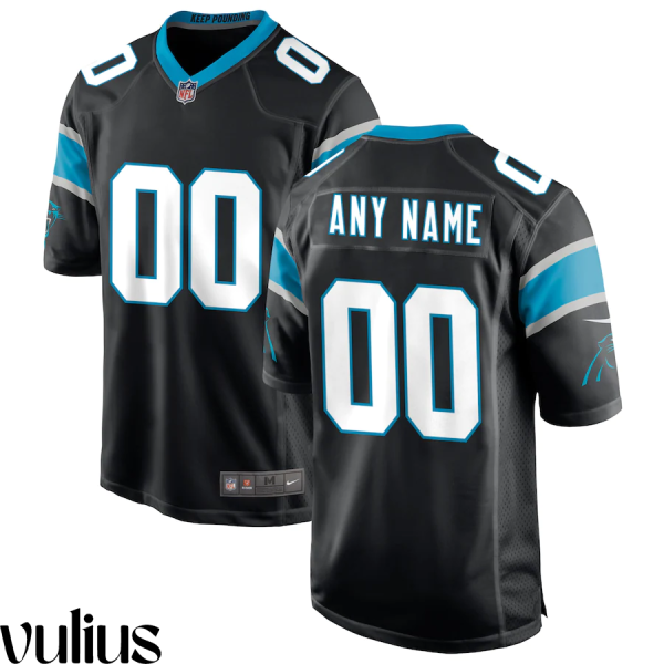 Custom Panthers Jersey, Black Men's, Home Custom Game Jersey - Replica