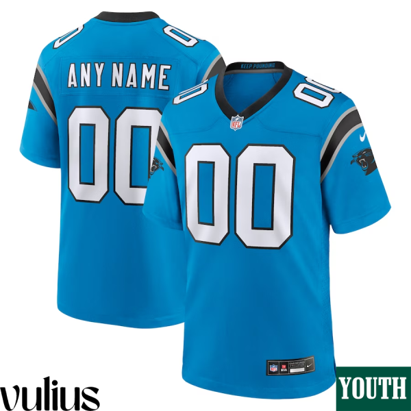 Custom Panthers Jersey, Blue Youth's, Alternate Custom Game Jersey - Replica