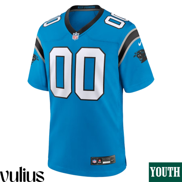 Custom Panthers Jersey, Blue Youth's, Alternate Custom Game Jersey - Replica