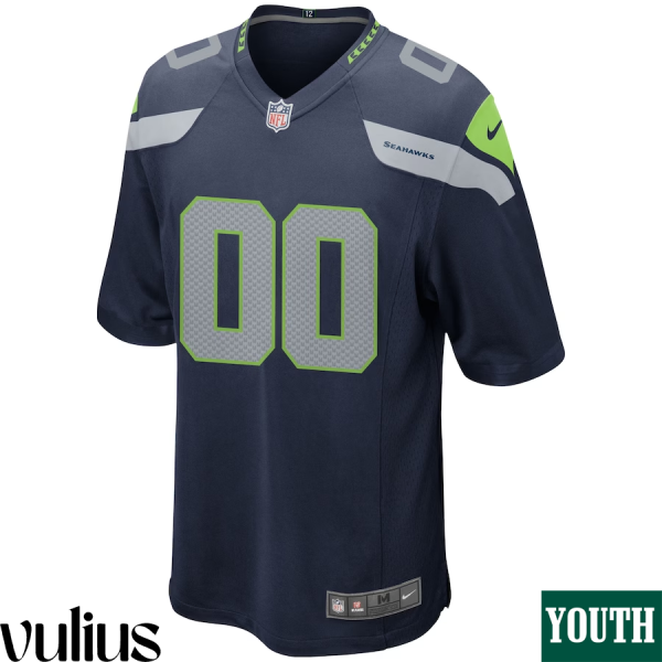 Seattle Seahawks Custom Jersey, Navy Youth's, Home Game Custom Jersey - Replica