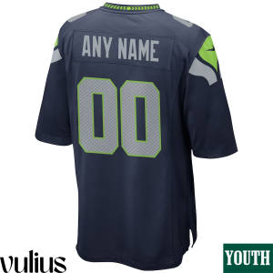 Seattle Seahawks Custom Jersey, Navy Youth's, Home Game Custom Jersey - Replica