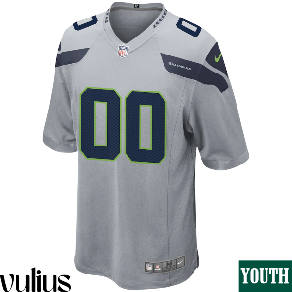 Seattle Seahawks Custom Jersey, Grey Youth's, Alternate Game Custom Jersey - Replica