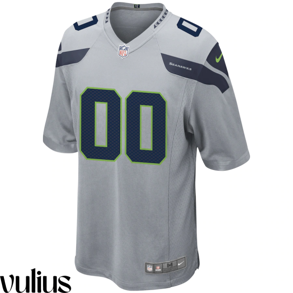 Seattle Seahawks Custom Jersey, Grey Men's, Alternate Game Custom Jersey - Replica