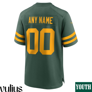 Packers Custom Jersey, Green Youth's, Alternate Game Custom Jersey - Replica