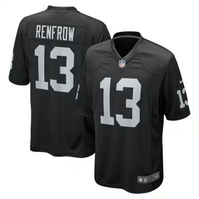 Hunter Renfrow Jersey, Black Men's, Game Jersey - Replica