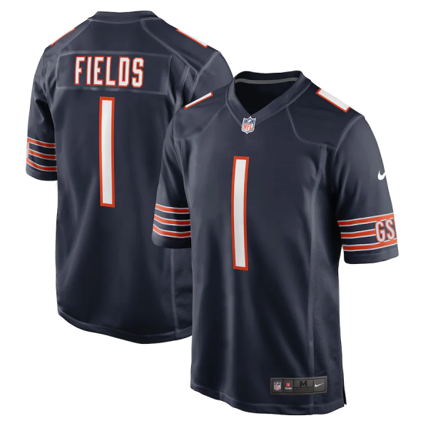 Justin Fields Jersey, Navy Men's, Player Game Jersey - Replica