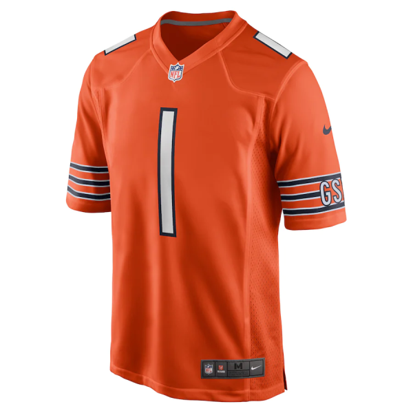 Justin Fields Jersey, Orange Men's, Player Game Jersey - Replica