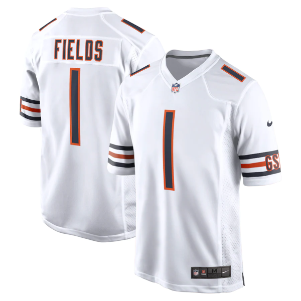 Justin Fields Jersey, White Men's, Player Game Jersey - Replica