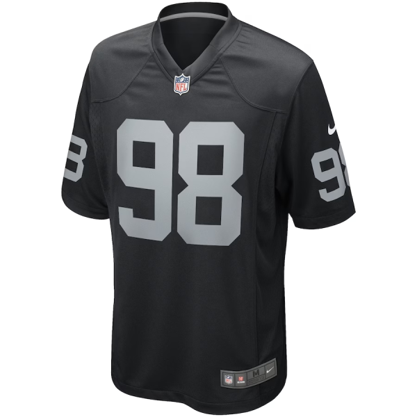 Maxx Crosby Jersey, Black Men's, Game Jersey - Replica