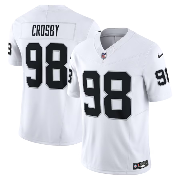 Maxx Crosby Jersey, White Men's, Vapor F.U.S.E. Limited Jersey - Replica