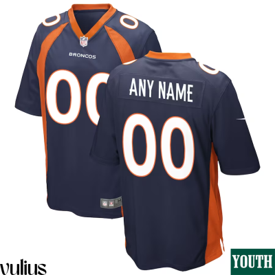 Custom Broncos Jersey, Navy Youth's, Alternate Game Jersey - Replica