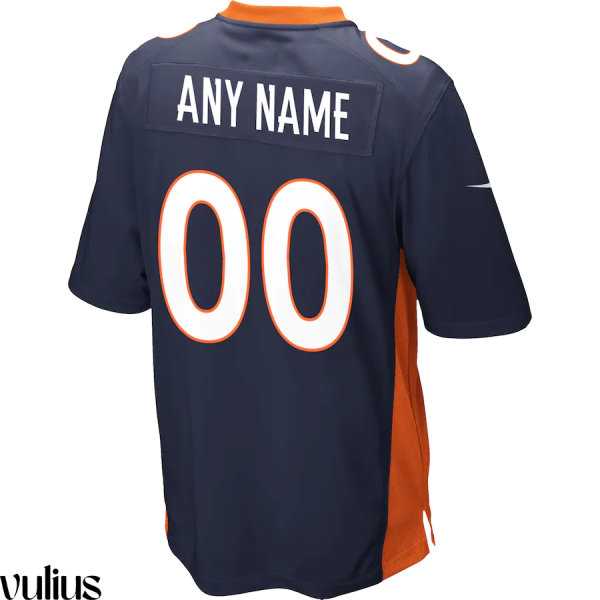 Custom Broncos Jersey, Navy Men's, Alternate Game Jersey - Replica