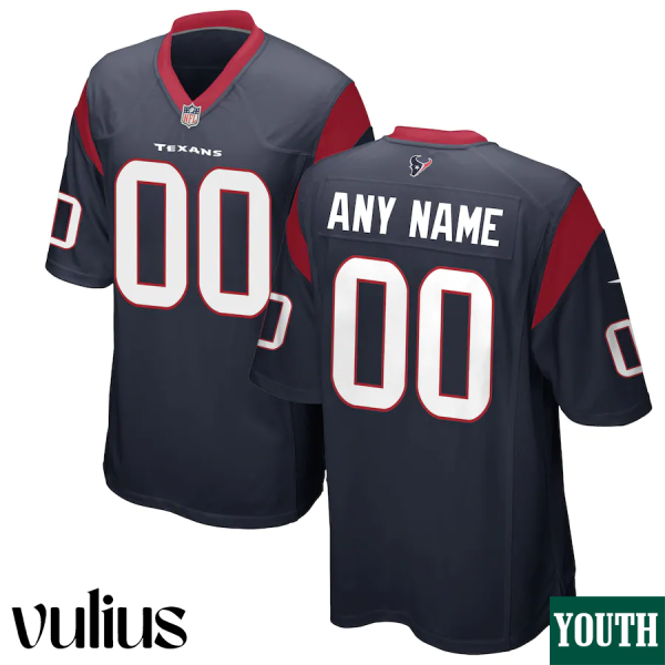 Custom Texans Jersey, Navy Youth's Jersey, Home Game Jersey - Replica